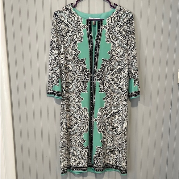 Studio One Dresses & Skirts - Studio One Green Blue Paisley Floral Sheath Dress | Large